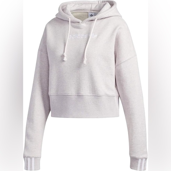 adidas Tops - Adidas Purple Cropped Hoodie Sweatshirt